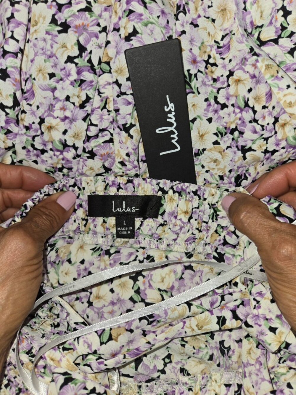 Lulu's NWT Lavender Floral Open Back Maxi Dress Size L Wedding Guest - Picture 5 of 6